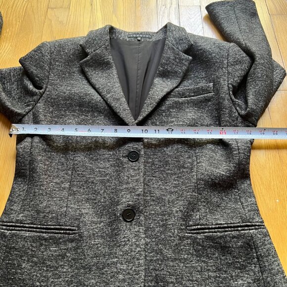 Theory Size 12 Gray Kiersten K Strategy Wool Cotton Blend Tweed Blazer Jacket - Picture 12 of 16
